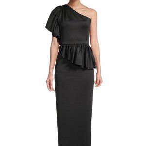Black Halo Noble One-Shoulder Column Gown 4